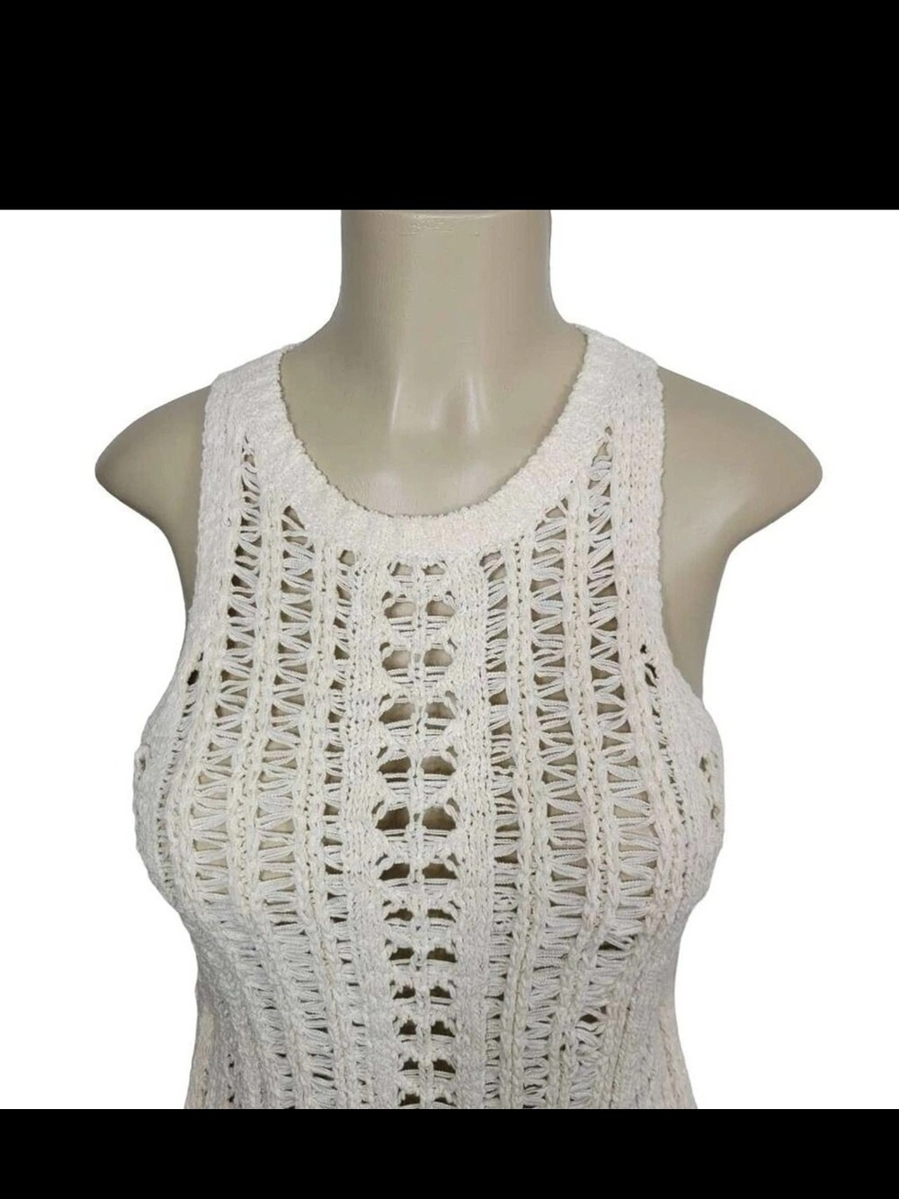 American Eagle Outfitters Off White Boho Crochet Knit Tank SMALL